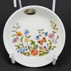 Aynsley Cottage Garden Bone China Butterfly Floral Pin Dish Butter Pat 4 inch
